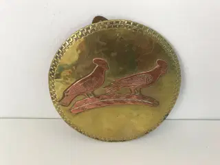 Vintage messing platte (fuglemotiv)
