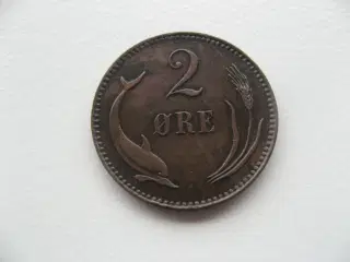 Særdeles flot bronze 2 øre 1886, bedre årstal