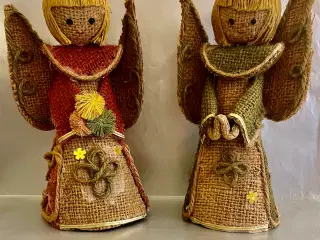 2 skønne jule engle i jute fra start 1970erne