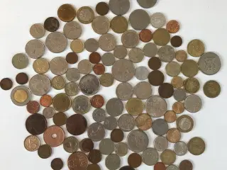 Blandet mønter forskellige valuta og årgang