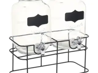 Drikkevaredispensersæt 2 stk. med stativ 2 x 4 l glas