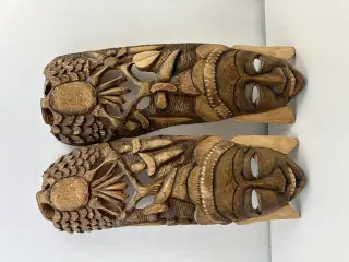 2 store afrikanske masker I træ