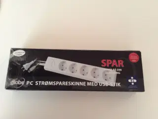 PC Strømspareskinne med USB-stik, Globe 90 kr.