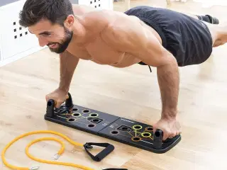 Push-up bræt med modstandsbånd og øvelsesguide - Pulsher