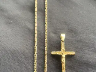 Kongekæde samt vedhæng 14k/18k