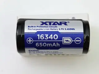 NY! 16340 3.7V 650mAh Genopladelige Li-ion Batteri