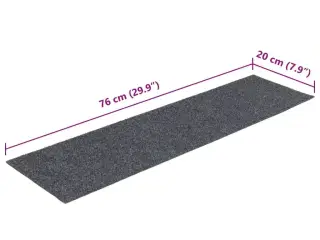 Selvklæbende trappemåtter 15 stk. 76x20 cm rektangulær lysegrå