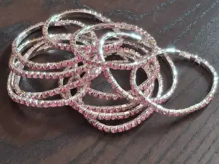 Armbånd med pink sten - 12 stk