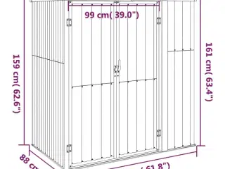 Redskabsskur til haven 161x89x161 cm galvaniseret stål antracit