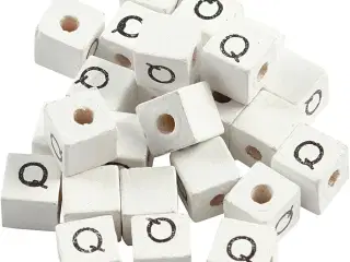 Hvide Bogstavperler Q, 25 stk. til DIY-projekter