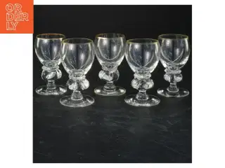 Sæt med fem små glas med guldkant (str. 10x5 cm)