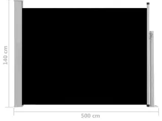 Sammenrullelig sidemarkise til terrassen 140x500 cm sort