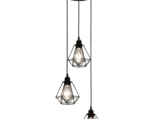 Loftlampe med diamantdesign 3 x E27-pærer sort