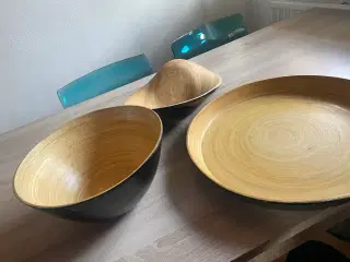 3 stk Skåle bambus