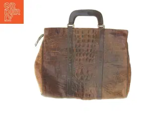 Krokodillepræget Læder Bon Go&#251;t PC håndtaske (str. 40 x 32 cm)