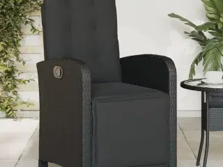 Havestol med justerbart ryglæn og fodstøtte polyrattan sort