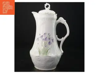 Antik hvid porcelænskande med blomsterdekoration, Bing & Grøndahl (str. 25 x 13 cm)
