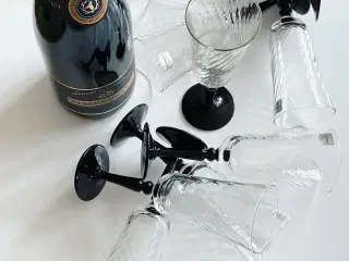 Luminarc, champagne på sort fod m swirl, 10 stk samlet