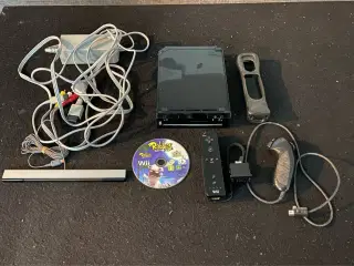 Modded flot Sort Wii konsol med Joypad og Tilbehør