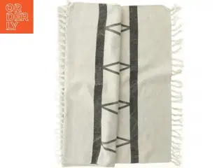 Rektangulært vævet tæppe med geometrisk mønster frynser (str. 256x91 cm)