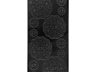 Stickers, blomster, ark 10x23 cm, sort, 1 ark