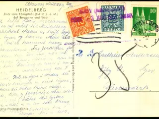 Efterporto - Postkort fra Tyskland  31 - 7 - 1951 - Efterporto 35 Øre.