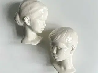 Edith Pedersen-kopi, fajance, sæt af dreng og pige, NB