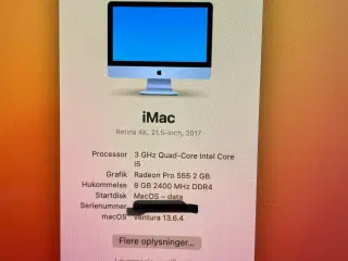 iMac Retina 4K, 21,5 inch 2017