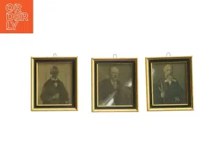 Vintage billeder i guld rammer (str. 11x9,5 cm)