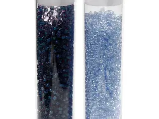 Rocaiperler, diam. 1,7 mm, str. 15/0, hulstr. 0,5-0,8 mm, lyseblå, mørk blå, 2x7g/ 1 pk.