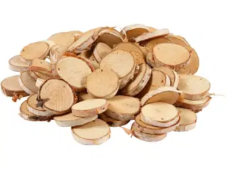 Rustikke træskiver med hul, 35-45 mm, 500g