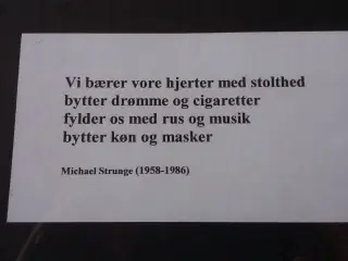 Oliemaling med digt af Michael Strunge.