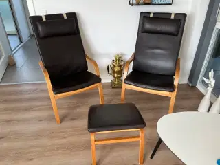1 sæt højrykket lænestole fra Hurup møbler i læder