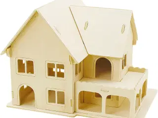 3D Konstruktionsfigur, Hus med veranda, str. 22,5x16x17,5, 1 stk.