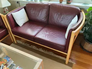 Rødbrun Læder sofa