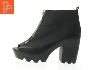 Sort ankel støvle med lynlås (str. Længde, 23 cm)