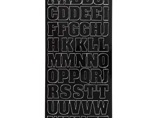 Stickers, store bogtaver, kapitæler, ark 10x23 cm, sort, 1 ark