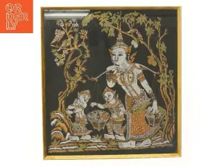 Indrammet thailandsk maleri (str. 49x44,5 cm)