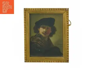 Antik guldramme med motiv fra Rammefabrik København (str. 14x11 cm)