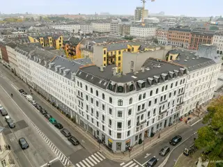 udlejningsejendom med 13 bolig- og 7 erhvervslejemål med Ørstedsparken som nabo