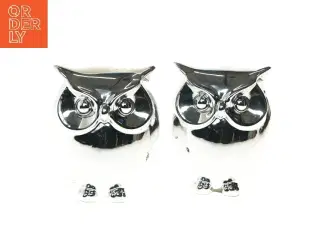 Sølvfarvede uglefiguriner (str. 15 cm)