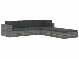 Midtersæde til sofa 1 stk. med hynder polyrattan sort