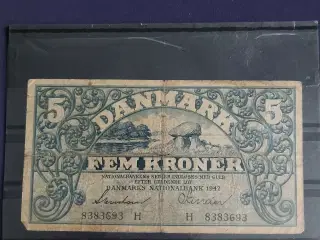 5 kroner seddel fra 1942