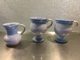2 keramikkrus og 1 mælkekande