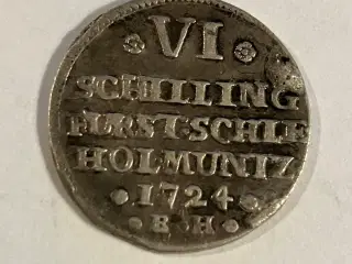 6 schilling Schleswig Holstein 1724 - Repareret