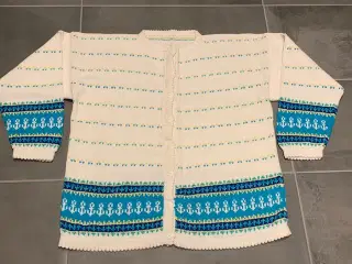 Cardigan / trøje hjemmestrik, str 42, bomuld/acryl