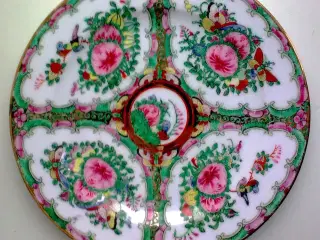 Kina tallerken håndmalet m guld & sommerfugl