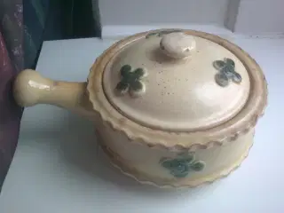 Antik dansk lertøj lågkrukke