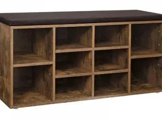 Opbevaringsbænk til sko 10 rum, med hynde, 104 × 30 × 48 cm, rustik brun