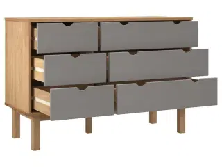 Kommode OTTA 111x43x73,5 cm massivt fyrretræ brun og grå
